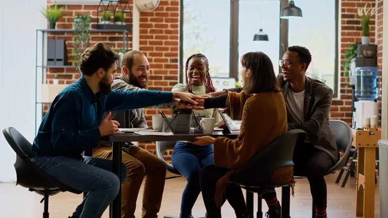 happy hour professional teamwork cheerful people