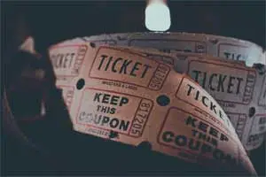 A roll of tickets or movie tickets