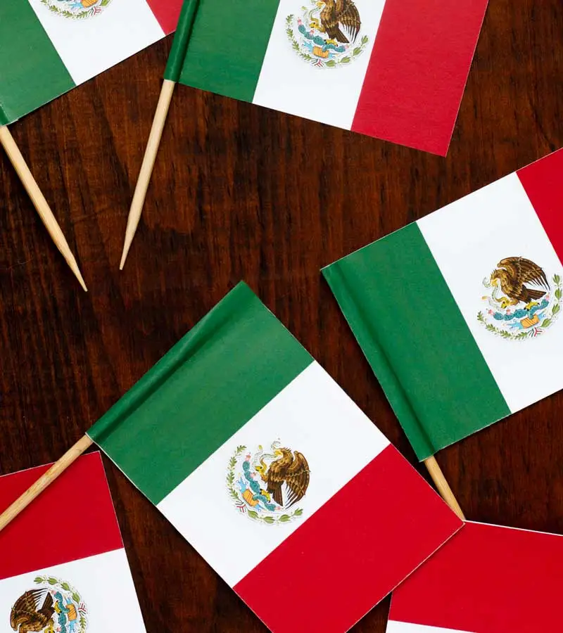 An arrangement of Mexican flags for Cinco de Mayo