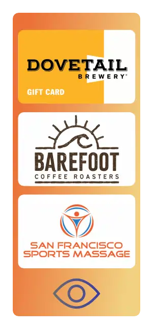 Group of three local gift cards