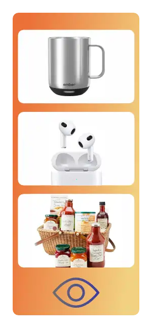 Popular merchandise options that senders and recipients can choose from