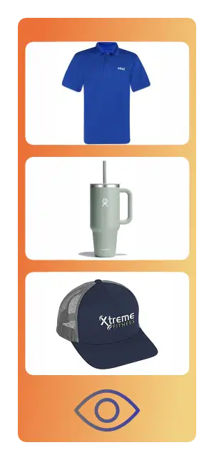 Three swag options vertical a mug, a tumbler, and a hat