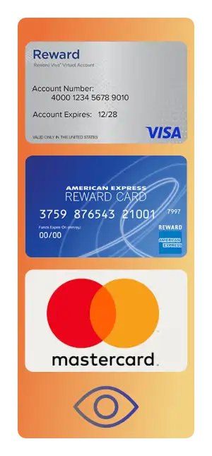 Visa, Mastercard, and AMEX cards